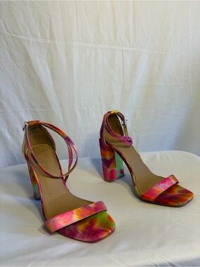 ASOS Multicolor Tie-Dye Block Heel Sandals